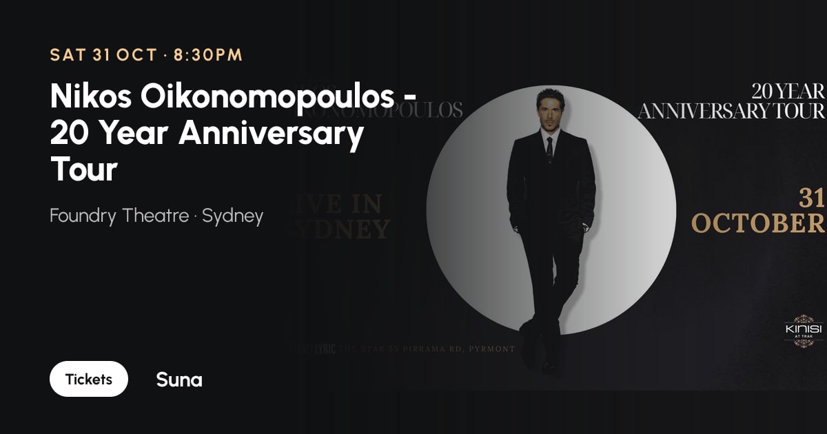 The link preview: Nikos Oikonomopoulos - 20 Year Anniversary Tour