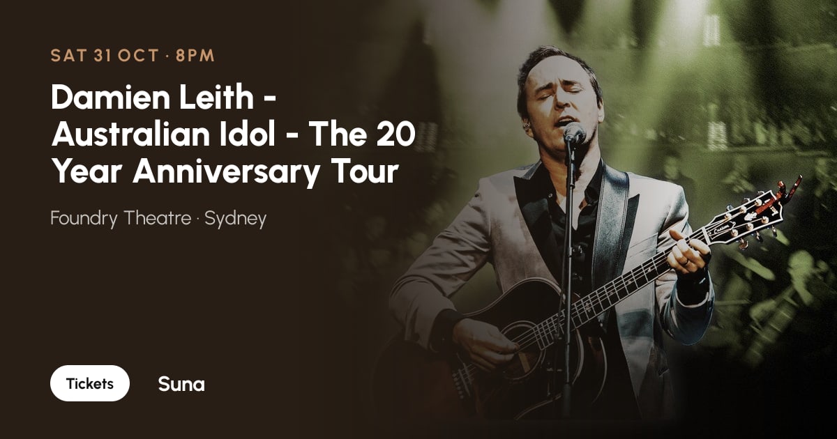 The link preview: Damien Leith - Australian Idol - The 20 Year Anniversary Tour