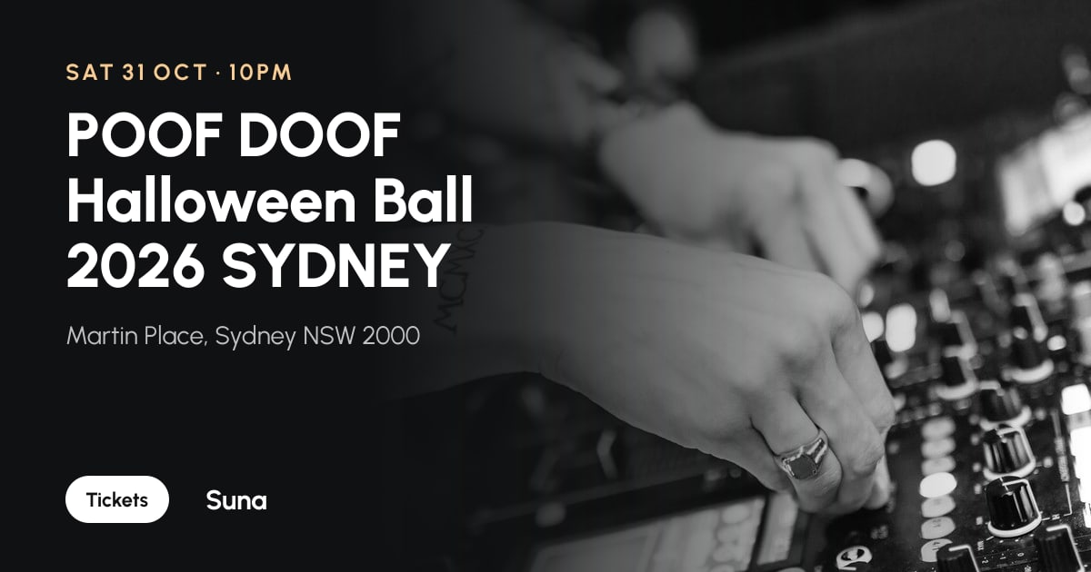 The link preview: POOF DOOF Halloween Ball 2026 SYDNEY