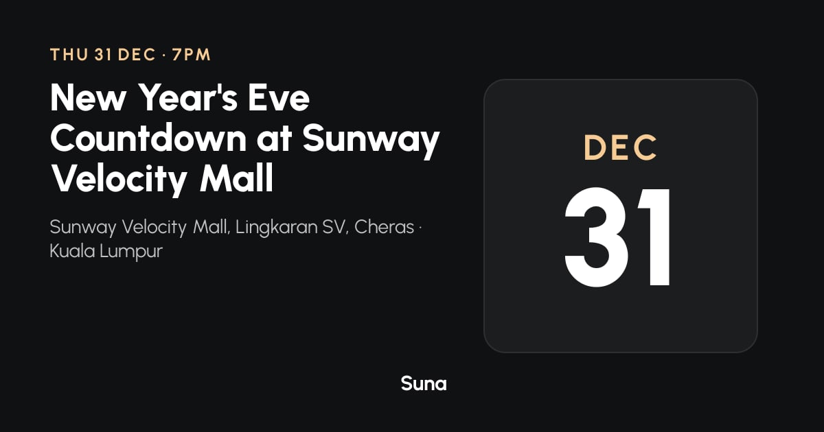 The link preview: New Year's Eve Countdown at Sunway Velocity Mall