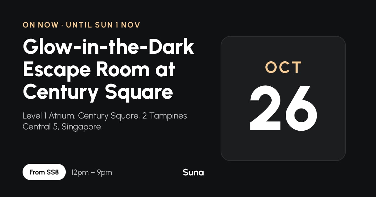 The link preview: Glow-in-the-Dark Escape Room at Century Square