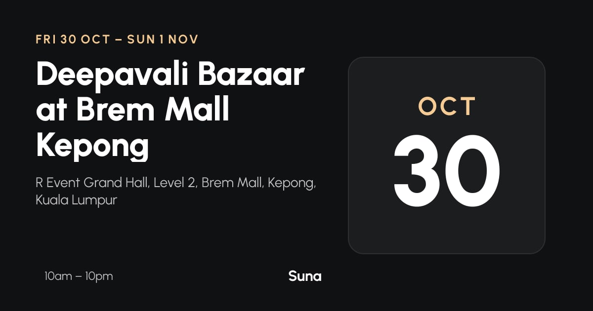 The link preview: Deepavali Bazaar at Brem Mall Kepong