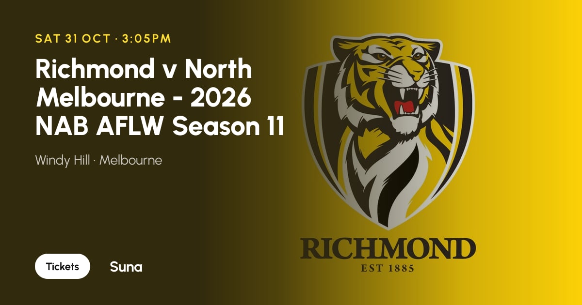 The link preview: Richmond v North Melbourne - 2026 NAB AFLW Season 11